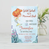 Invitation Splish Splash Orang Mermaid Bash Girl 1er annivers (Debout devant)