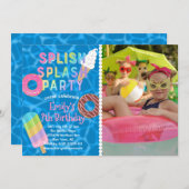 Invitation Splish Splash Party l Pool Anniversaire l Desserts (Devant / Derrière)