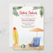 Invitation Splish Splash Planche de Surf Fête Prénatale Garço (Devant)