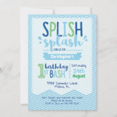 Invitation Splish Splash Pool Party 1er anniversaire Invitati (Devant)