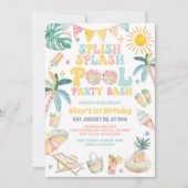Invitation Splish Splash Pool Party Bash Summer Birthday (Devant)