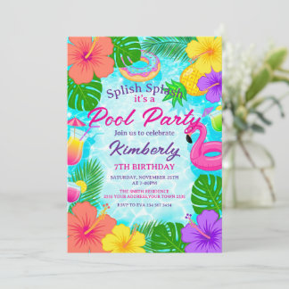 Invitation Splish Splash Pool Party Birthday