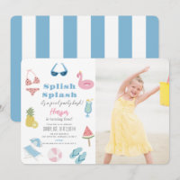 Splish Splash Pool Party Fille Photo Anniversaire