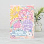 Invitation Splish Splash Retro Groovy Daisy Birthday Invitati (Debout devant)