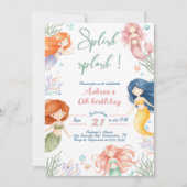 Invitation Splish Splash Sirène 6ème Anniversaire (Devant)