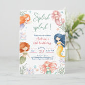 Invitation Splish Splash Sirène 6ème Anniversaire (Debout devant)
