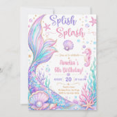 Invitation Splish Splash Sirène 6ème Anniversaire (Devant)