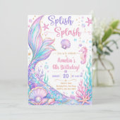 Invitation Splish Splash Sirène 6ème Anniversaire (Debout devant)