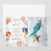 Invitation Splish Splash Sirène 6ème Anniversaire (Devant / Derrière)
