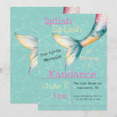 Invitation Splish Splash | Soirée d'anniversaire de la Sirène (Devant / Derrière)
