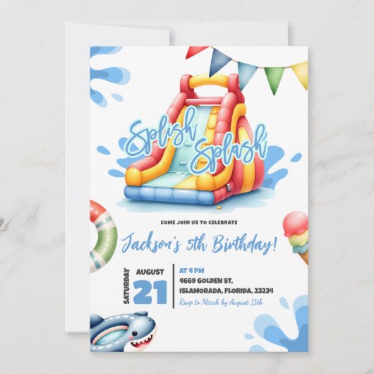 Invitation Splish Splash Summer Pool Party Anniversaire (Devant)