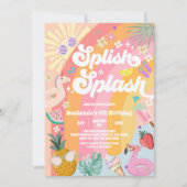 Invitation Splish Splash Summer Rainbow Sun Birthday (Devant)