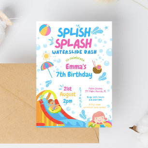 Invitation Splish Splash Waterpark toboggan Anniversaire