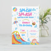 Invitation Splish Splash Waterpark toboggan Anniversaire (Debout devant)