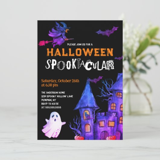 Invitation Spooktaculaire du parti Halloween (Debout devant)