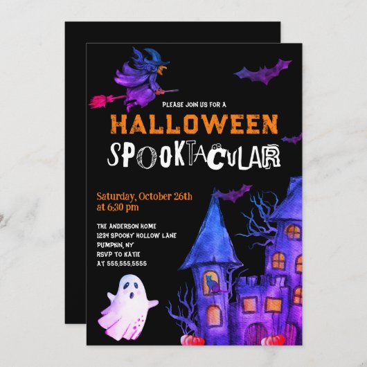 Invitation Spooktaculaire du parti Halloween (Devant / Derrière)