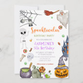 Invitation Spooktacular Black Orange Halloween fête d'anniver (Devant)
