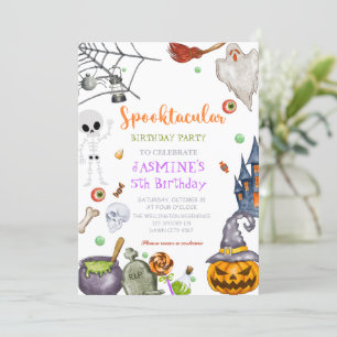 Invitation Spooktacular Black Orange Halloween fête d'anniver