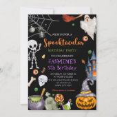 Invitation Spooktacular Black Orange Halloween fête d'anniver (Devant)