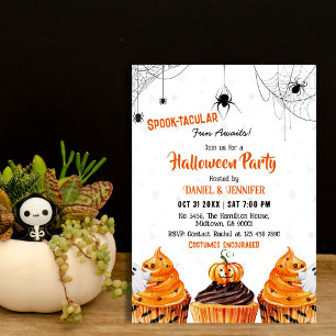Invitation Spooktacular cupcakes mignon citrouille fête d'Hal