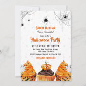 Invitation Spooktacular cupcakes mignon citrouille fête d'Hal (Devant)