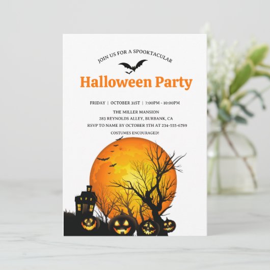 Invitation Spooktacular Dark Haunted House Halloween Party (Debout devant)