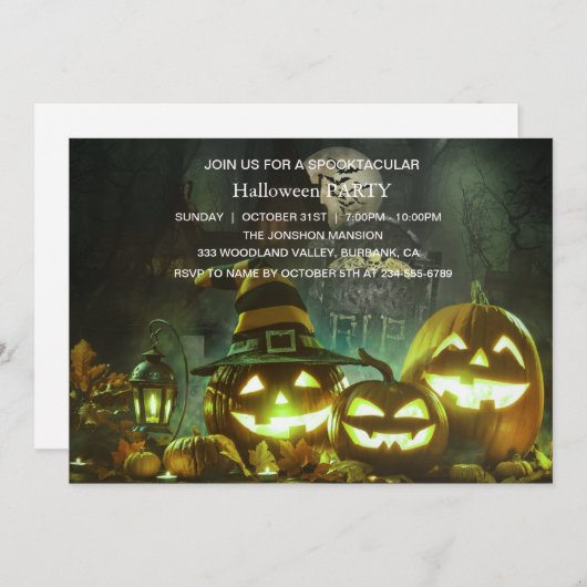 Invitation Spooktacular Dark Haunted House Halloween Party (Devant / Derrière)