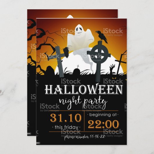 Invitation Spooktacular Dark Haunted House Halloween Party (Devant / Derrière)