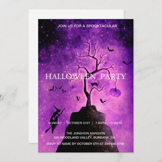 Invitation Spooktacular Dark Haunted House Halloween Party (Devant / Derrière)