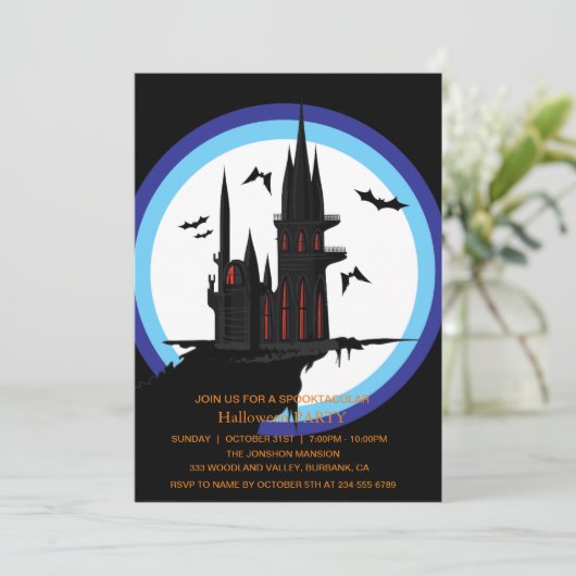 Invitation Spooktacular Dark Haunted House Halloween Party I (Debout devant)