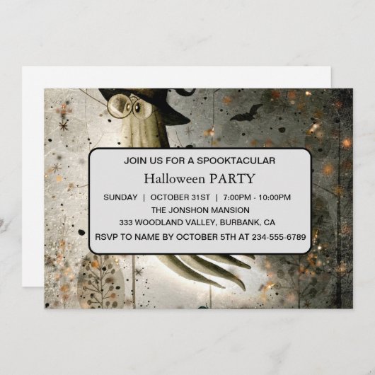 Invitation Spooktacular Dark Haunted House Halloween Party I (Devant / Derrière)