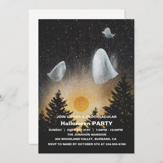 Invitation Spooktacular Dark Haunted House Halloween Party I (Devant / Derrière)