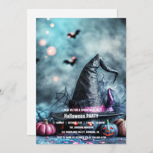 Invitation Spooktacular Dark Haunted House Halloween Party I (Devant / Derrière)