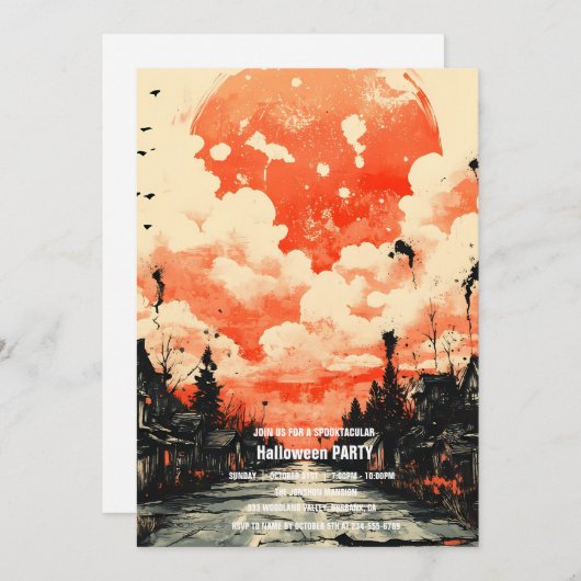 Invitation Spooktacular Dark Haunted House Halloween Party I (Devant / Derrière)