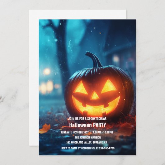 Invitation Spooktacular Dark Haunted House Halloween Party I (Devant / Derrière)