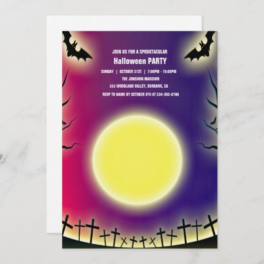 Invitation Spooktacular Dark Haunted House Halloween Party I (Devant / Derrière)