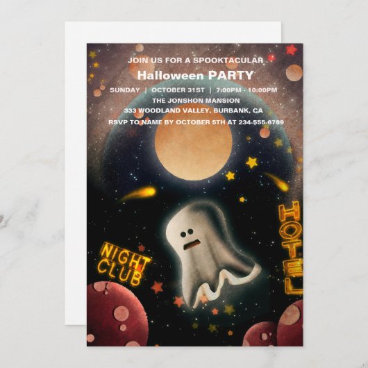 Invitation Spooktacular Dark Haunted House Halloween Party I (Devant / Derrière)