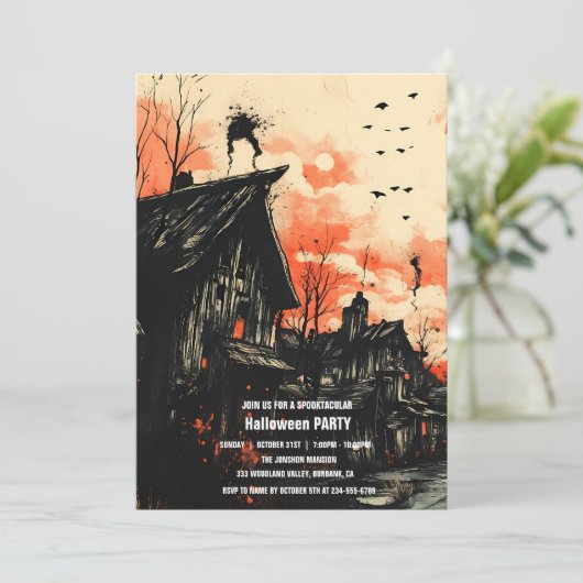 Invitation Spooktacular Dark Haunted House Halloween Party I (Debout devant)