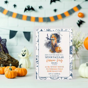 Invitation Spooktacular Fox & Citrouille Halloween Party