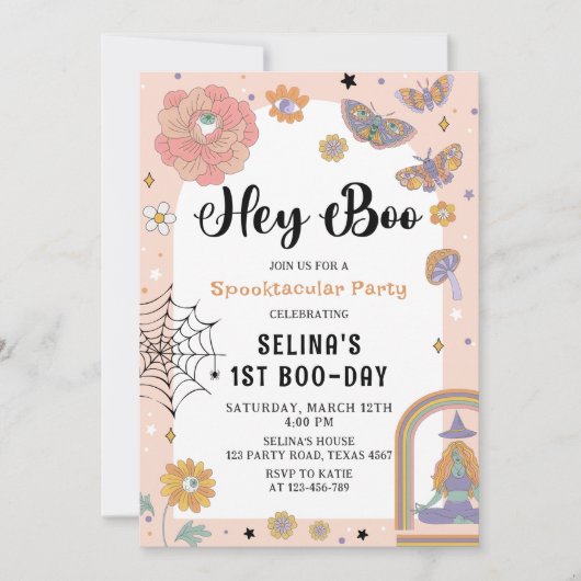 Invitation Spooktacular Ghost Halloween Fille Anniversaire (Devant)