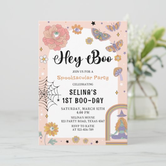 Invitation Spooktacular Ghost Halloween Fille Anniversaire (Debout devant)