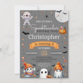 Invitation Spooktacular Ghost Orange Halloween fête d'anniver (Devant)