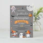 Invitation Spooktacular Ghost Orange Halloween fête d'anniver (Debout devant)