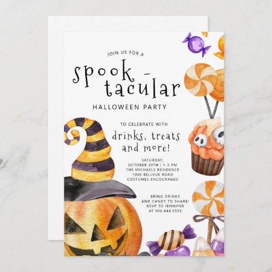 Invitation Spooktacular Halloween (Devant / Derrière)