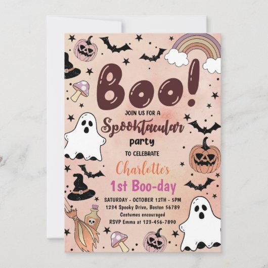 Invitation Spooktacular Halloween 1er fête d'anniversaire (Devant)