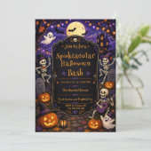 Invitation Spooktacular Halloween Bash Skeleton Pumpkin Party (Debout devant)