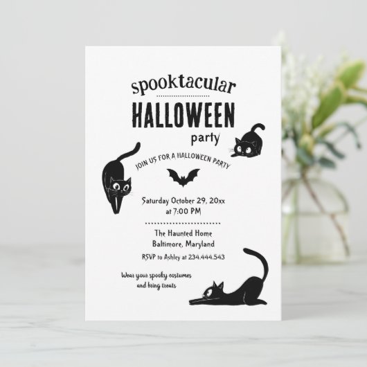 Invitation Spooktacular Halloween Black Cats Party (Debout devant)