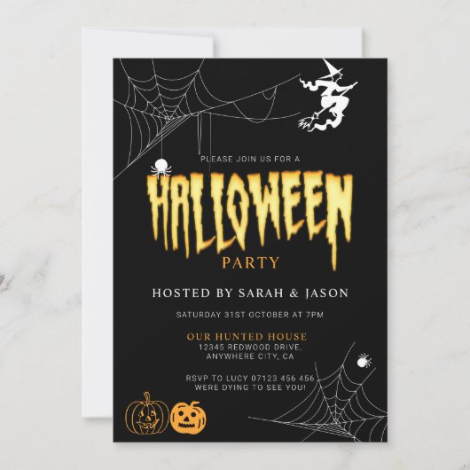 Invitation Spooktacular Halloween Spider Web Witch Party (Devant)