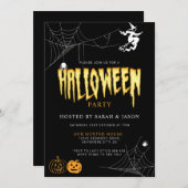Invitation Spooktacular Halloween Spider Web Witch Party (Devant / Derrière)
