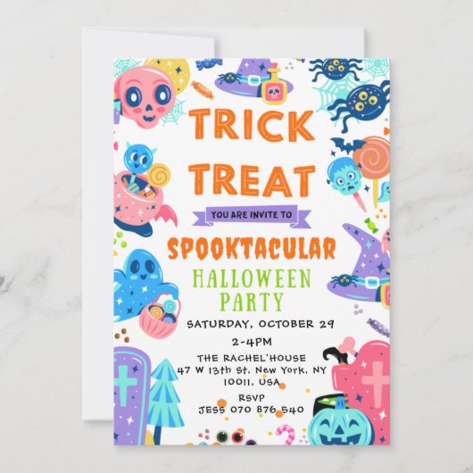 Invitation Spooktacular Halloween Trick ou Treat Citrouille I (Devant)
